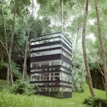 Maison japonaise moderne dans la forêt