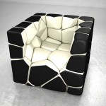 Vuzzle chair, le fauteuil design avec des coussins noir et blanc
