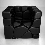 Vuzzle chair avec des coussins noirs