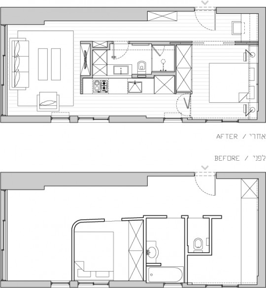 Plan d'un appartement de 40m2 refait par un architecte