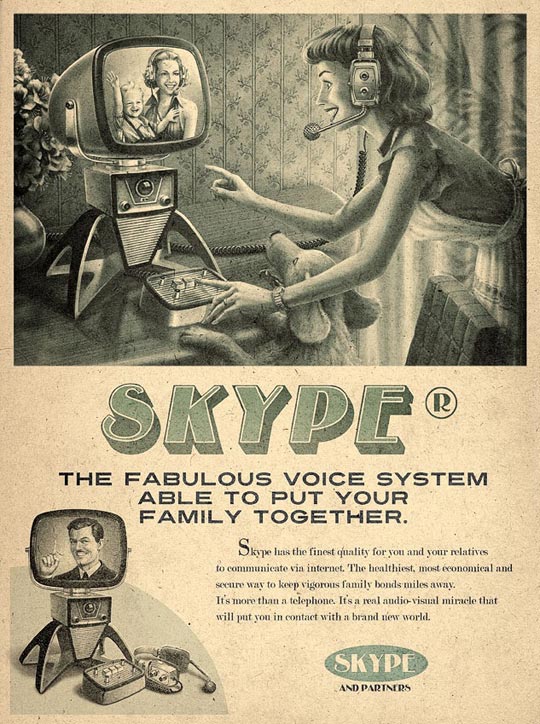 Affiche Skype rétro vintage