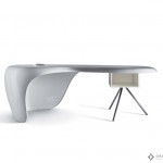 Bureau design asymétrique avec un caisson blanc