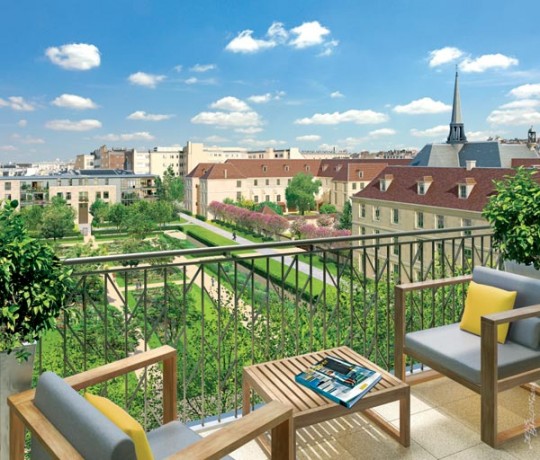 Paris 7 Rive Gauche, terrasse avec vue sur le jardin