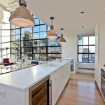 Cuisine américaine avec ilôt central dans un loft Ã  New-York