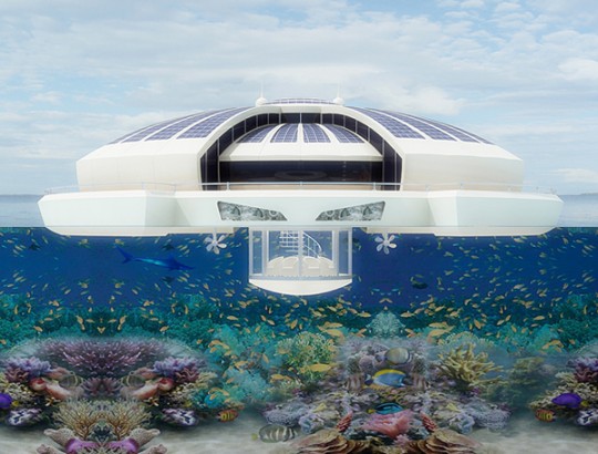 Solar Resort, yatch futuriste en forme d'ile avec espace sous-marin