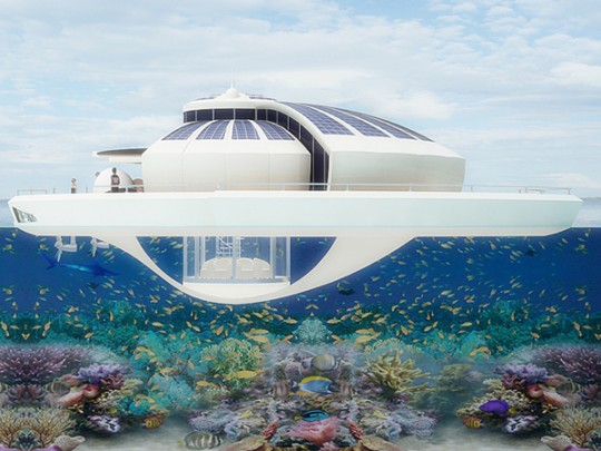 Solar resort, yatch solaire avec vision sous-marine
