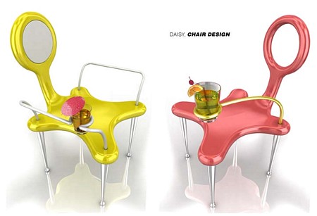 Chaise design avec porte-boisson
