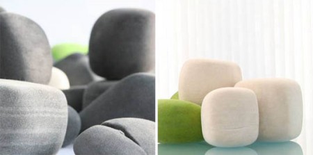 Felt rocks, coussins en forme de pierre