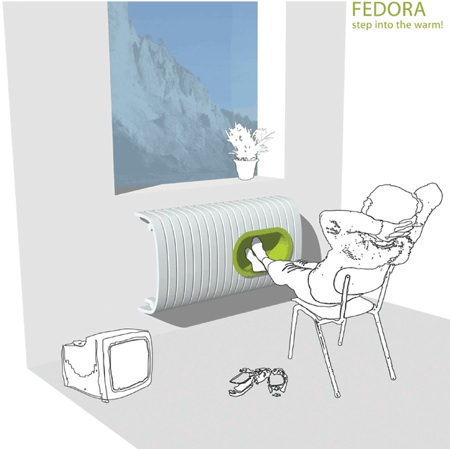 Fedora, radiateur avec niche réchauffe-pieds intégrée