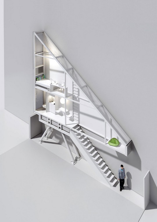 Plan 3D de la maison la plus fine du monde Keret House