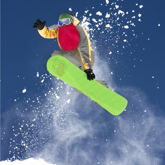 Beardski : Masque de snowboard avec une barbe rouge