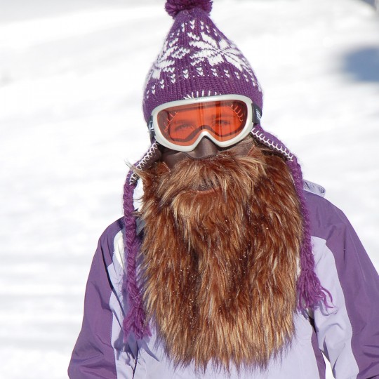 Beardski prospector, masque de ski avec une barbe marron