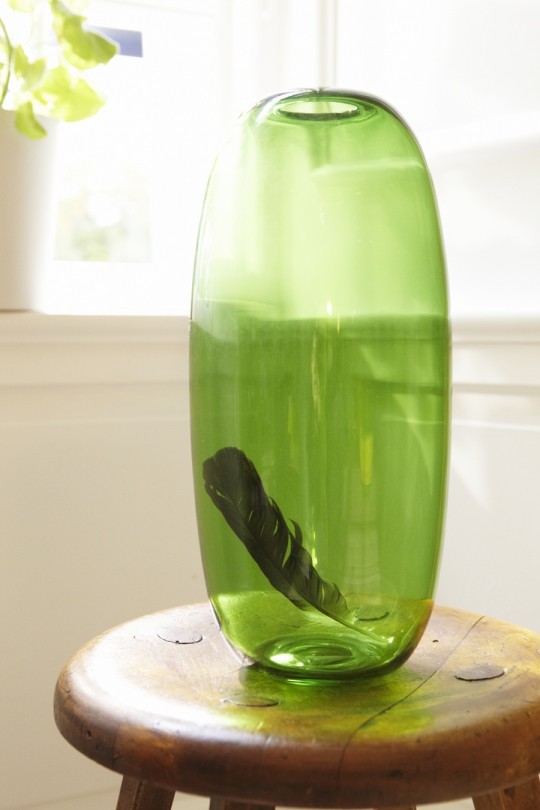 Vase vert en verre soufflé bouche Ikea Stockholm