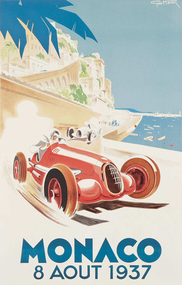 Déco rétro : Affiche vintage Monaco 1937