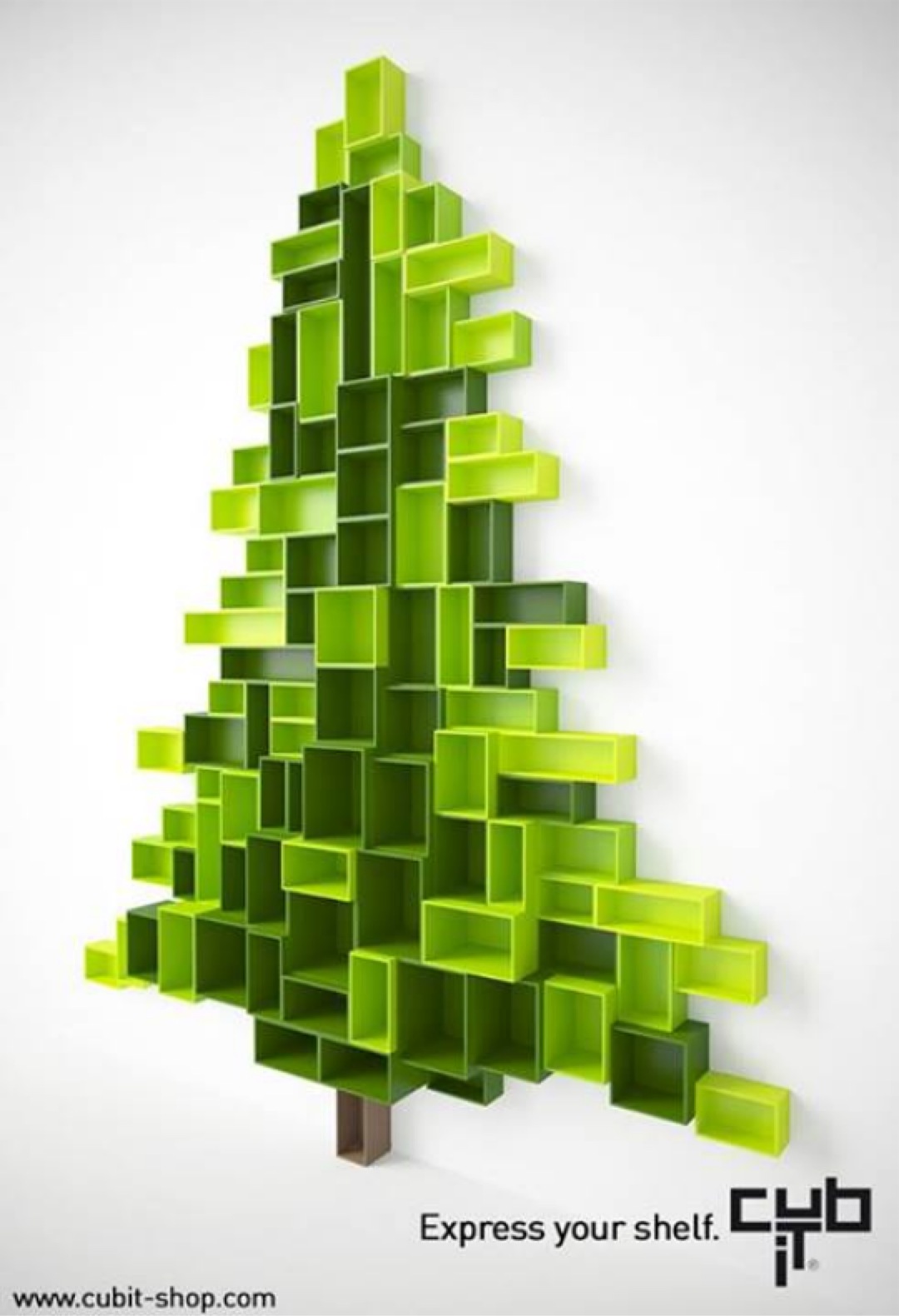 Sapin de Noël avec des étagères modulables design Cubit