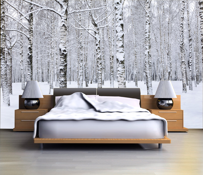 Déco chambre : Que diriez-vous de dormir dans une forêt enneigée ?